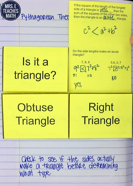 Pythagorean Theorem Converse Foldable - classifying triangles in high school geometry