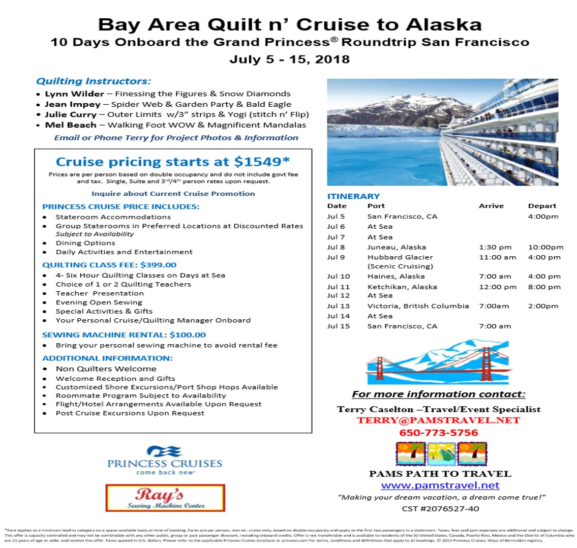 Sew'n Wild Oaks Quilting Blog Quilt Cruise to Alaska