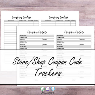 3 Years Apart Store/Shop Coupon Code Trackers Free Printable