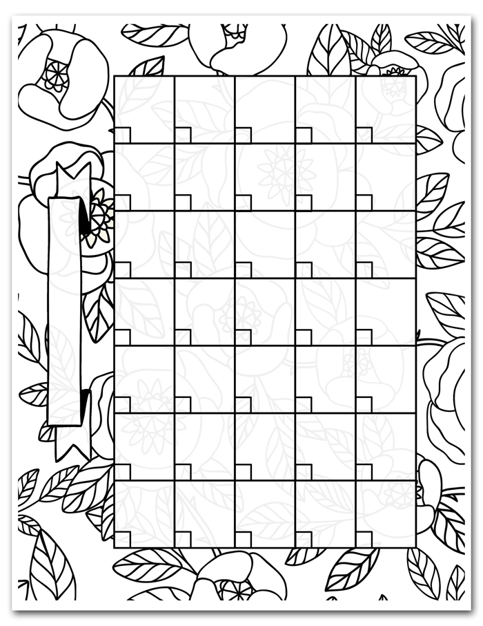 Free Printable Coloring Calendar  i should be mopping the floor
