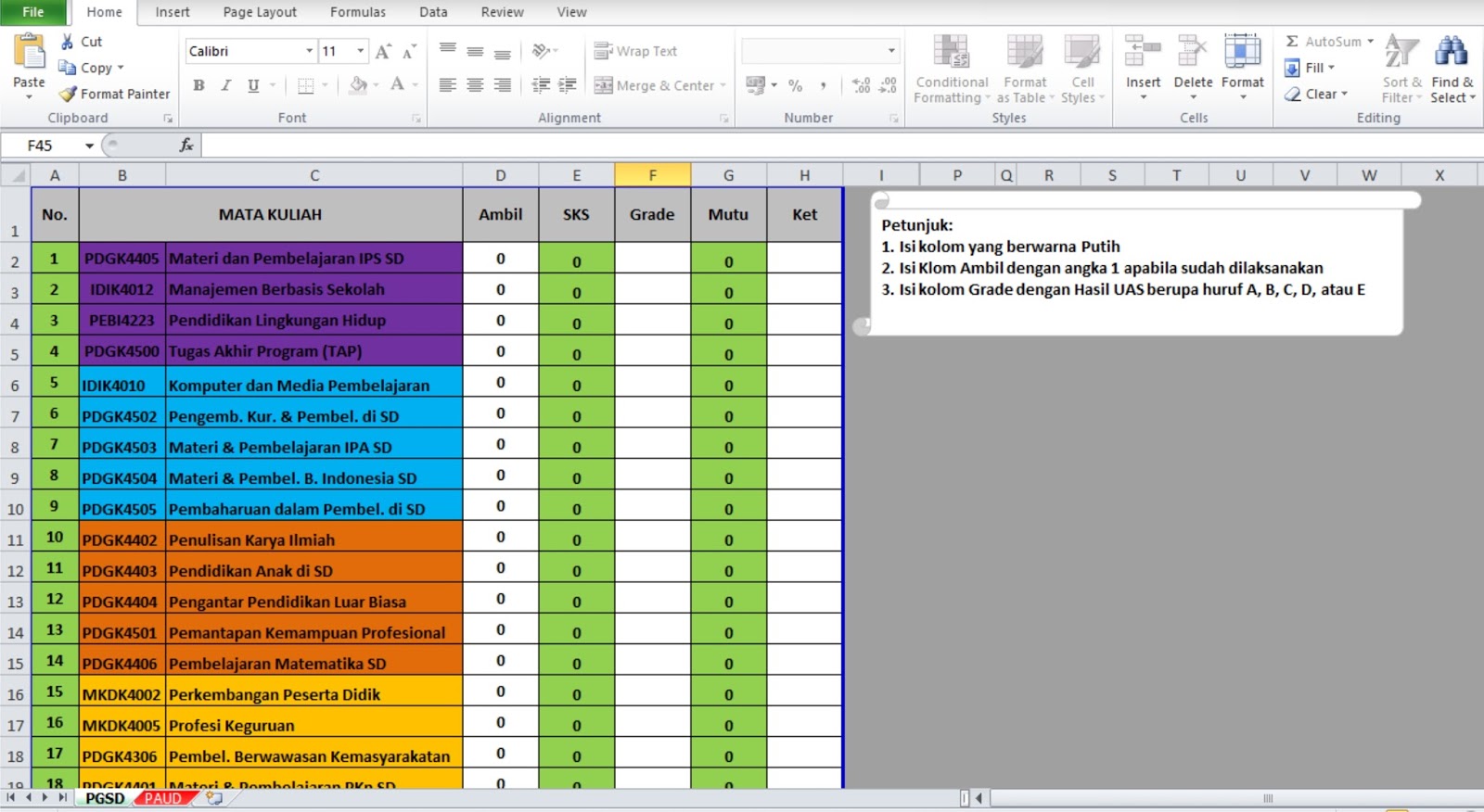 Jendela Ilmu Aplikasi Penghitungan IPK UT PGSD dan PAUD