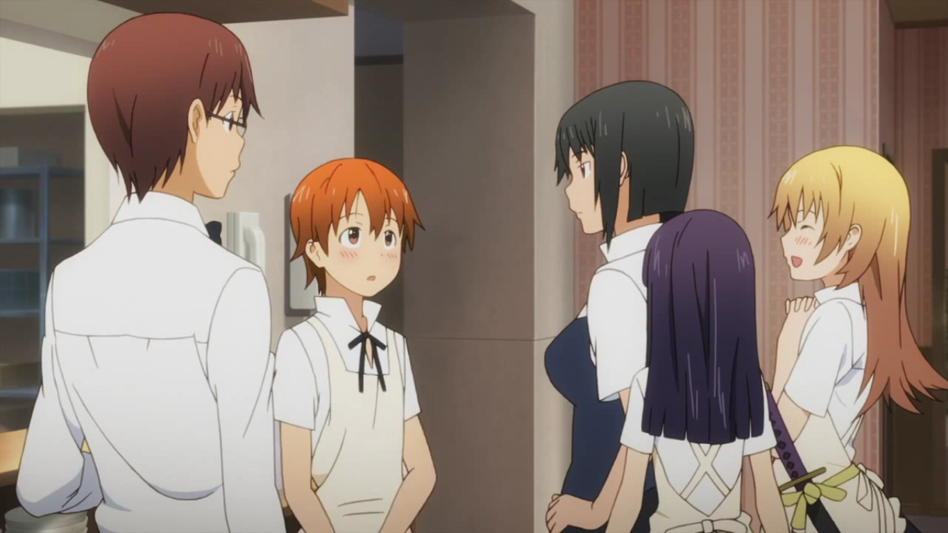 махиру инами. Working аниме. Working аниме постер. рей ямада. кикуно ямада аниме работа.