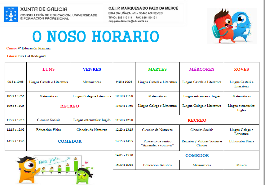 O noso horario