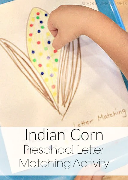 indian corn letter matching for preschoolers
