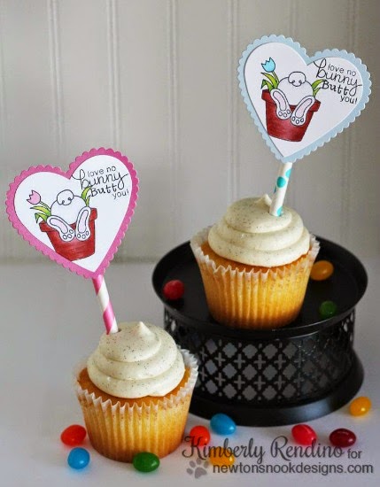 Bunny Butt Cupcake toppers by Kimberly Rendino | Bunny Hop Stamp set by Newton's Nook Designs