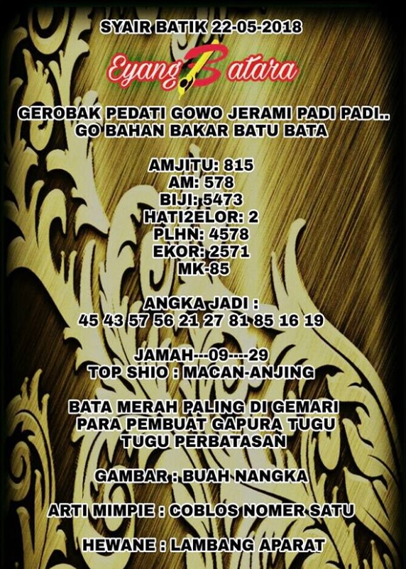 Forum Syair Harian Shio Jitu Hk 22 Mei 2018 Kode Syair Sgp Hk Sd Motesia