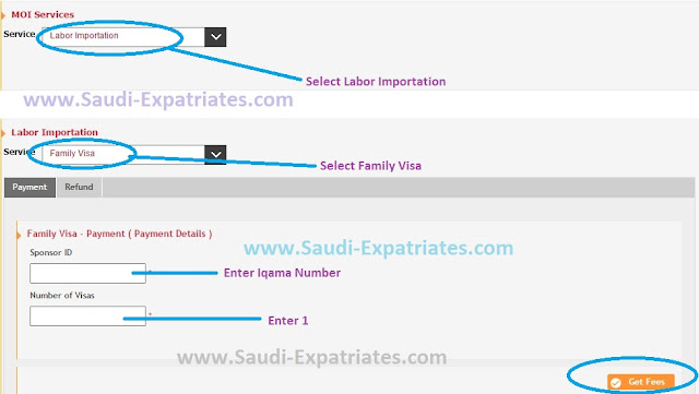 Sadad Online Payment for Permanent family visa