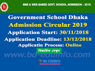 Government School Dhaka City Corporation Admission Circular 2019