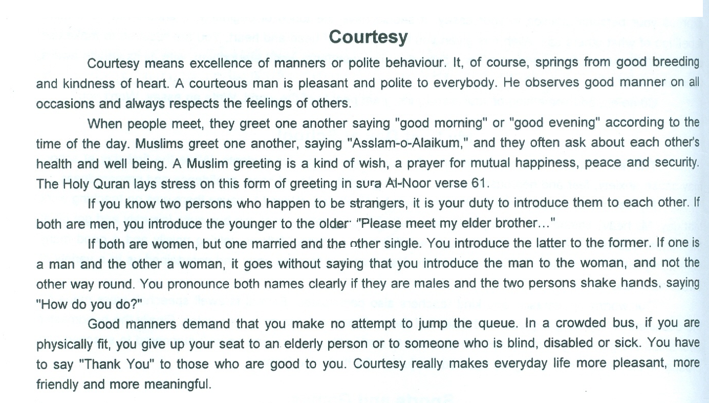 courtesy and respect essay