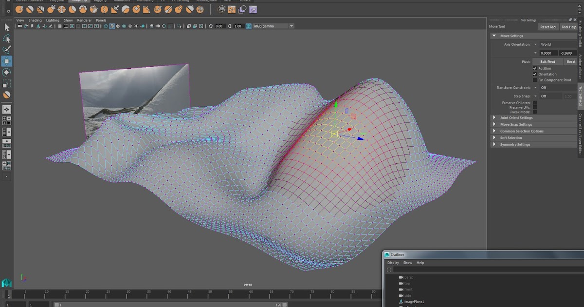 animatedcreativeandreamcswan Maya sculpt tool sculpting a landscape