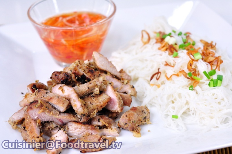 Healthly food Grilled Lemongrass Pork Vermicelli.