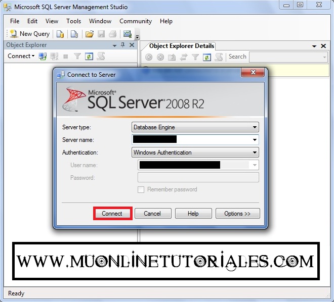 Visualizando la interfaz del SQL Server 2008