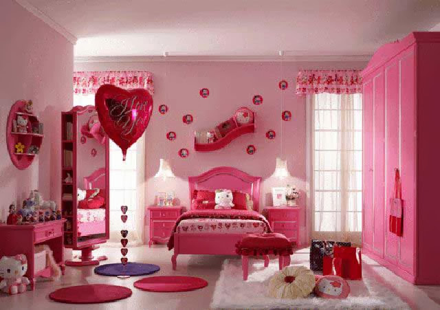 Kamar Tidur Anak Warna Pink Minimalis