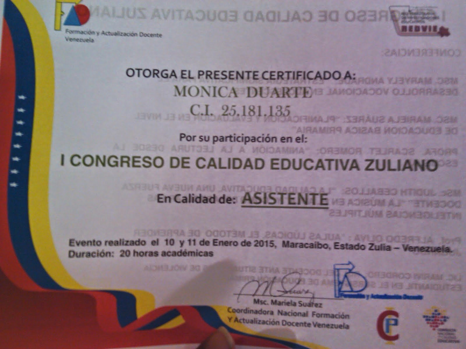 I CONGRESO DE CALIDAD EDUCATIVA ZULIANO