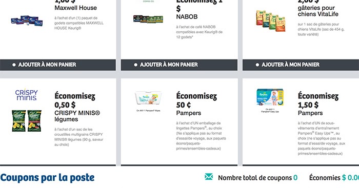 Coupon par la poste canada