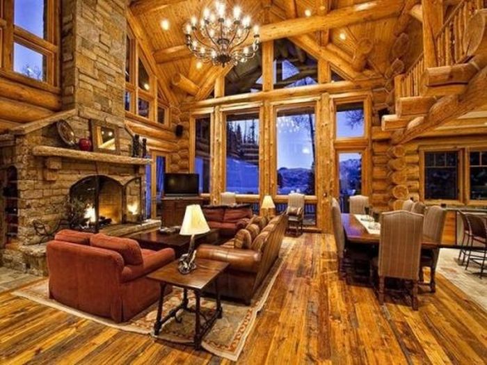 Share This Photo Log Cabin Home Living Room