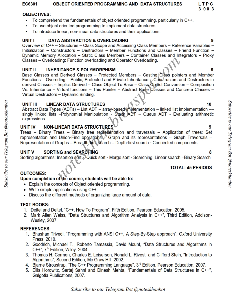 EC6301- Object Oriented Programming and Data Structures-Syllabus ...