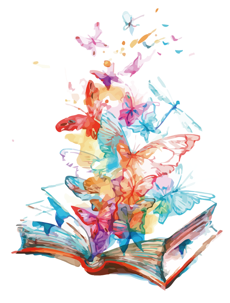 render libro con mariposas