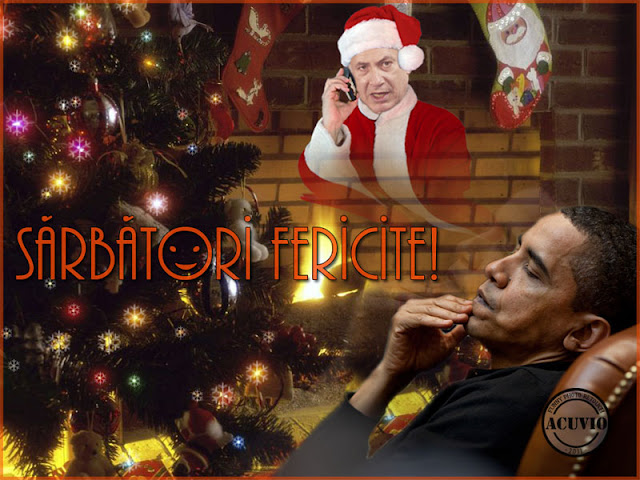 Funny photo Barack Obama Benjamin Netanyahu Seara Craciun