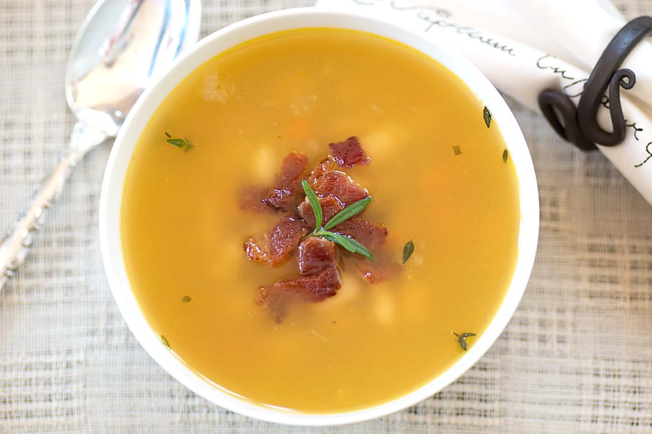 Savoring Time in the Kitchen Bean and Fresh Herb Soup with Cheddar