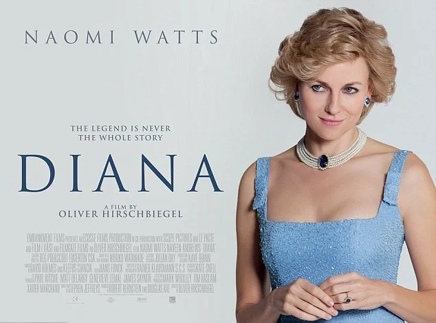Film poster of Naomi Watts as Princess Diana released