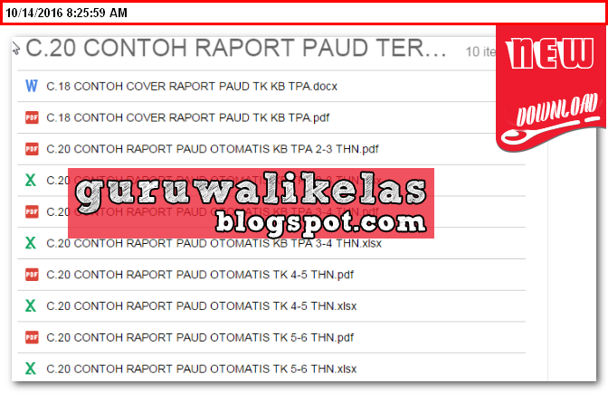 Contoh Raport TK KB TPA New Update 2016/2017