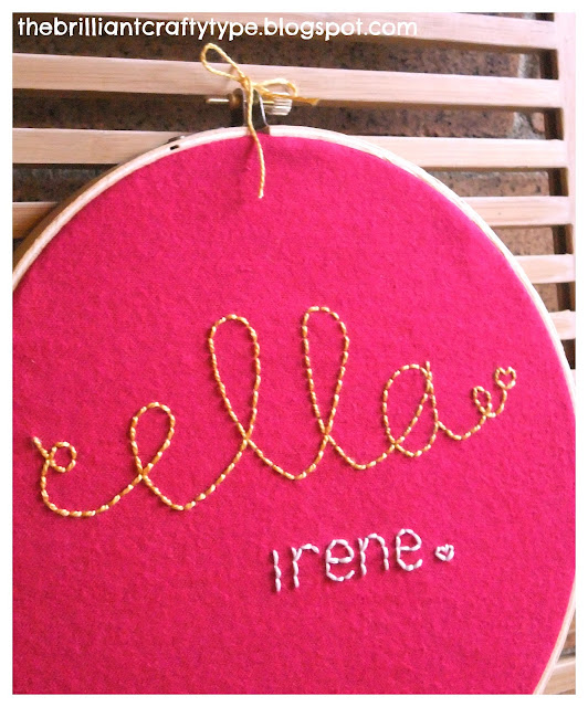 The Brilliant Crafty Type Embroidery Hoop Name Art {In Less Than 60