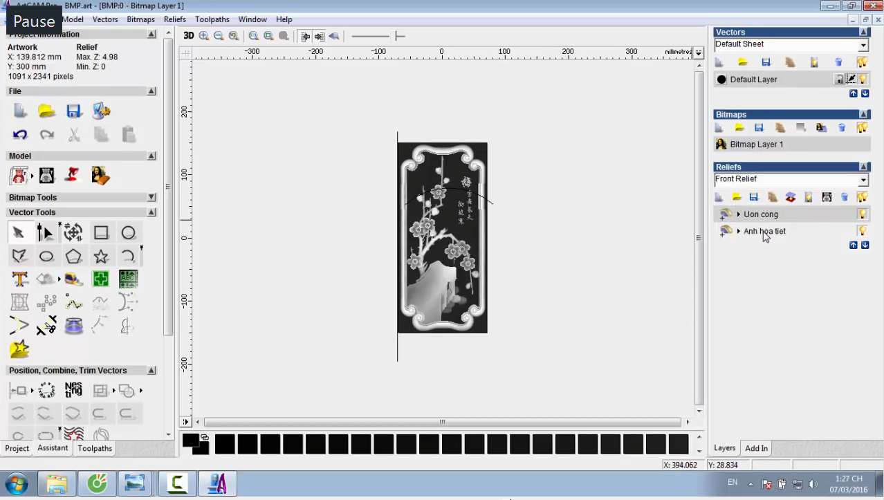 add a relief clipart to art cam pro
