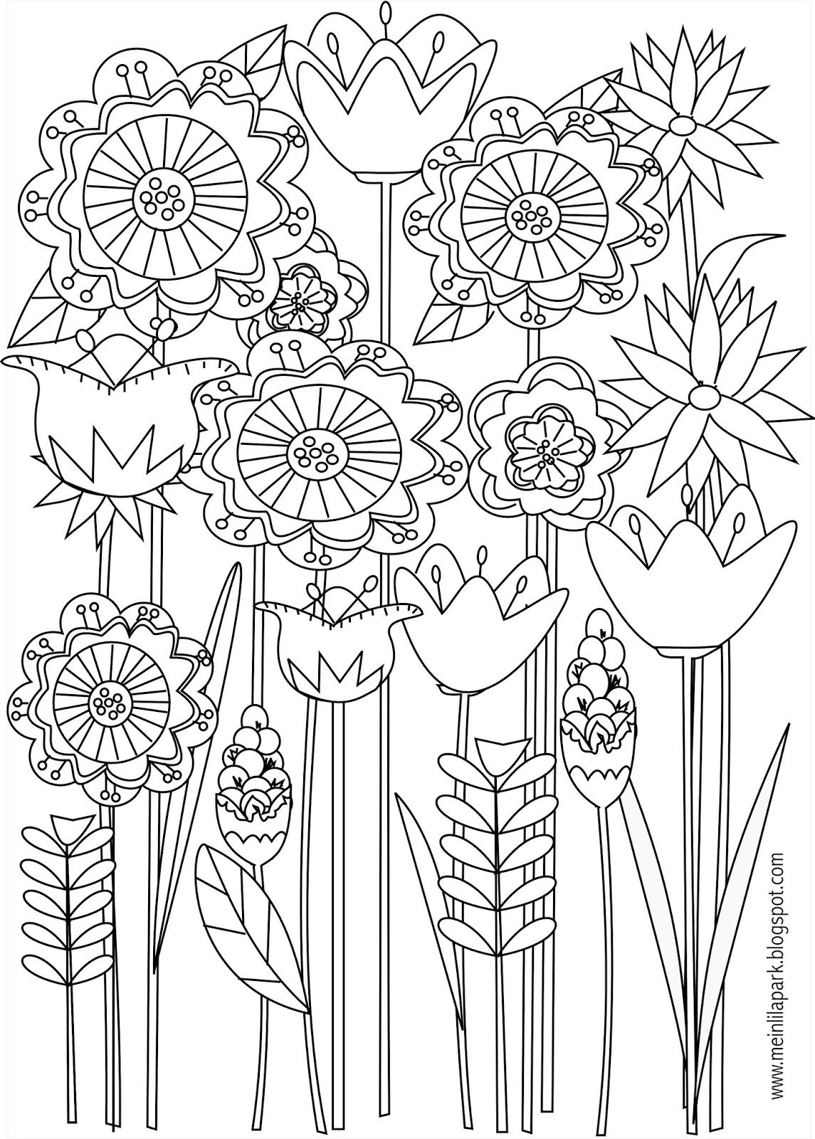 Free Printable Floral Coloring Page Ausdruckbare Malseite Freebie MeinLilaPark
