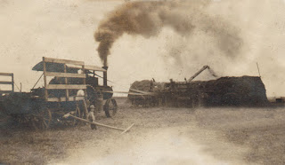 Joe Rhode Near Reeves Engine Threshing on Engine Owner Joe Williams' Farm; Photograph in the Collection of Robert T. Rhode