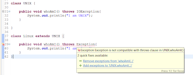 Overriding method cannot throw higher checked Exception in Java