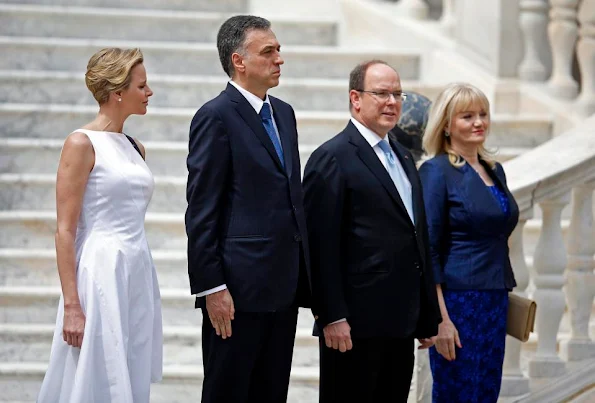 Prince Albert and Princess Charlene received Montenegro's President Filip Vujanovic and his wife Svetlana