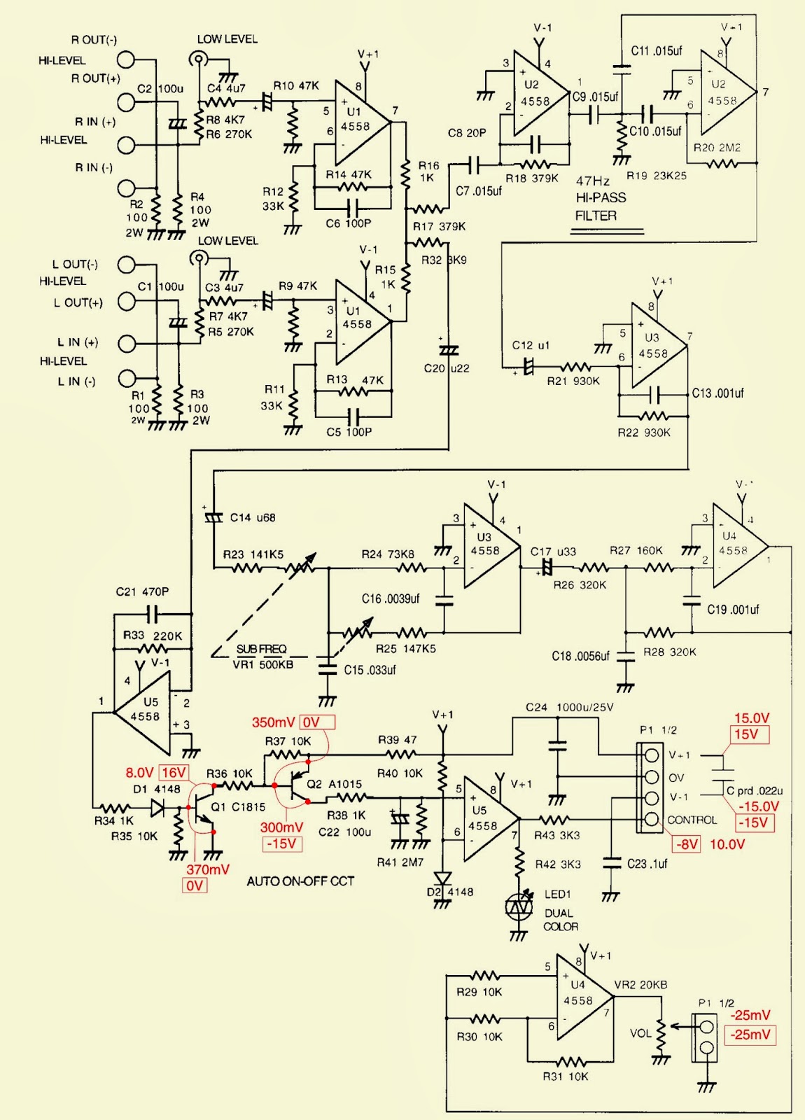 Electro help: JBL ARC SUB _ TEST PROCEDURE _ SCHEMATIC DIAGRAM (Circuit