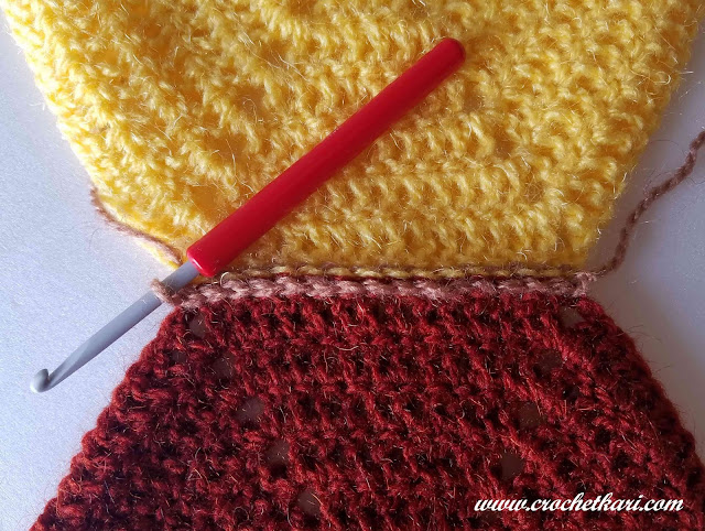 How to join crochet hexagons using slip stitch in back loops only How to join crochet hexagons using slip stitch in back loops only crochetkari