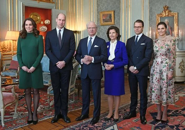 Crown Princess Victoria wore Camilla Thulin floral dress, Kate Middleton wore a new Catherine-Walker green dress