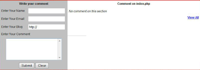 Php code for Comment on Webpage