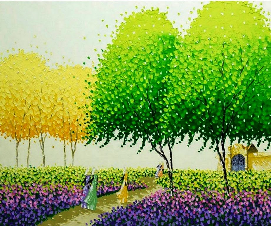 oleos-modernos-de-paisajes-con-arboles cuadros-abstractos-modernos-de-arboles