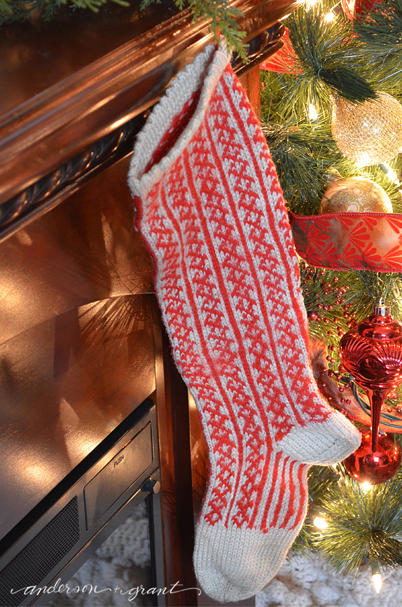 Vintage handcrafted wool sock perfect as a stocking hanging from the Christmas mantel!  | www.andersonandgrant.com