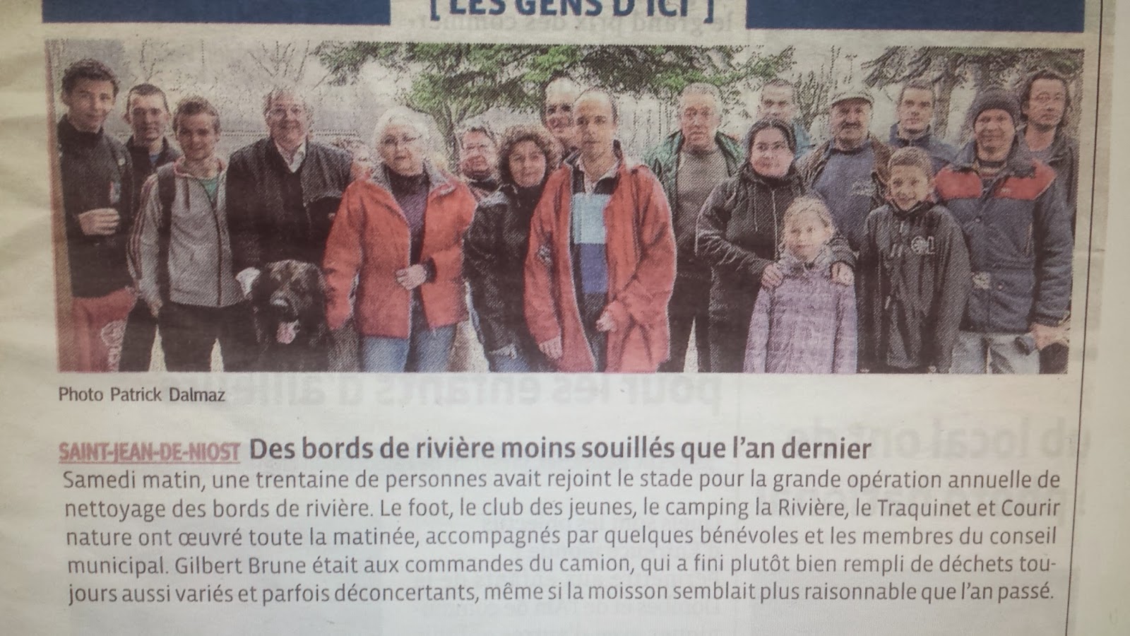 Courir Nature Saint Jean de Niost Article du PROGRÈS sur le nettoyage