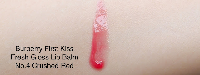 burberry first kiss fresh gloss lip balm crushed red swatch review