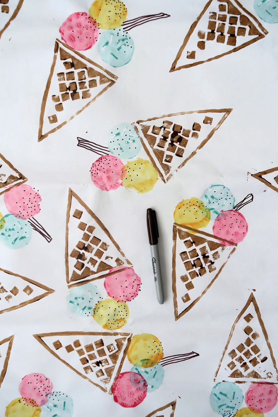 Ice cream hand painted gift wrap mamaisdreaming.blogspot.co.uk