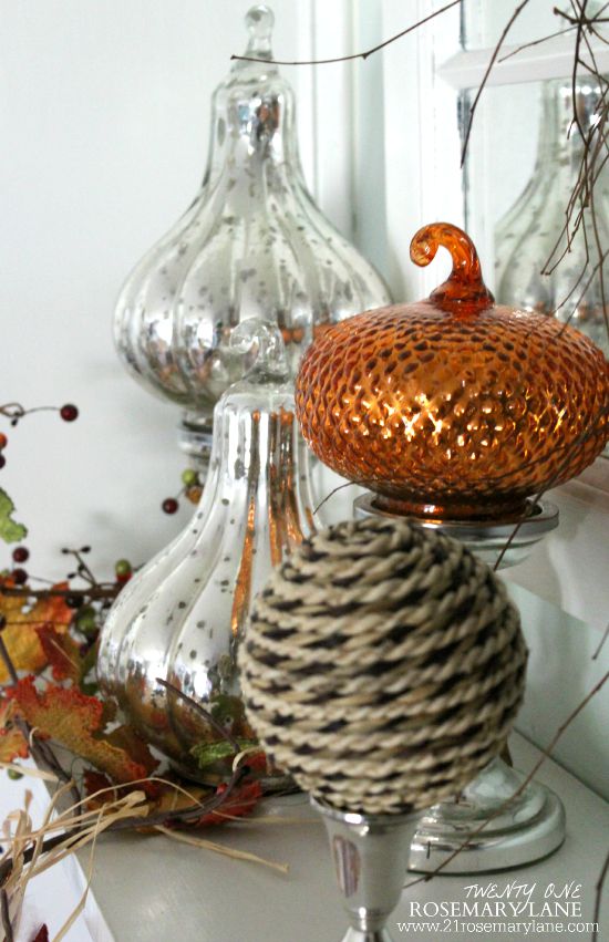 21 Rosemary Lane: Fall Mantel ~ A Blend of Mercury Glass and Natural ...