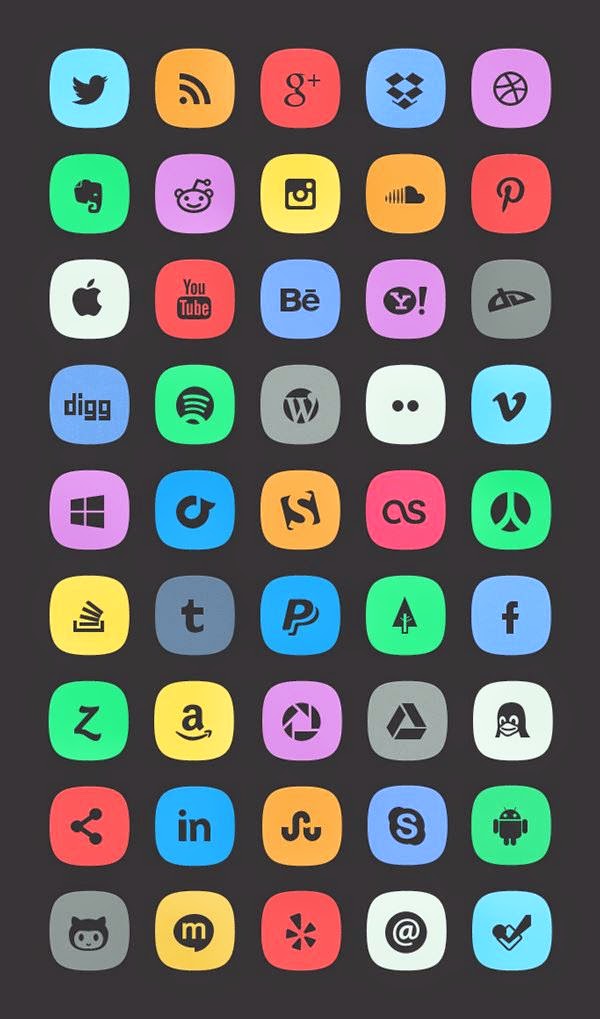 45 Subtle Social Media Icons