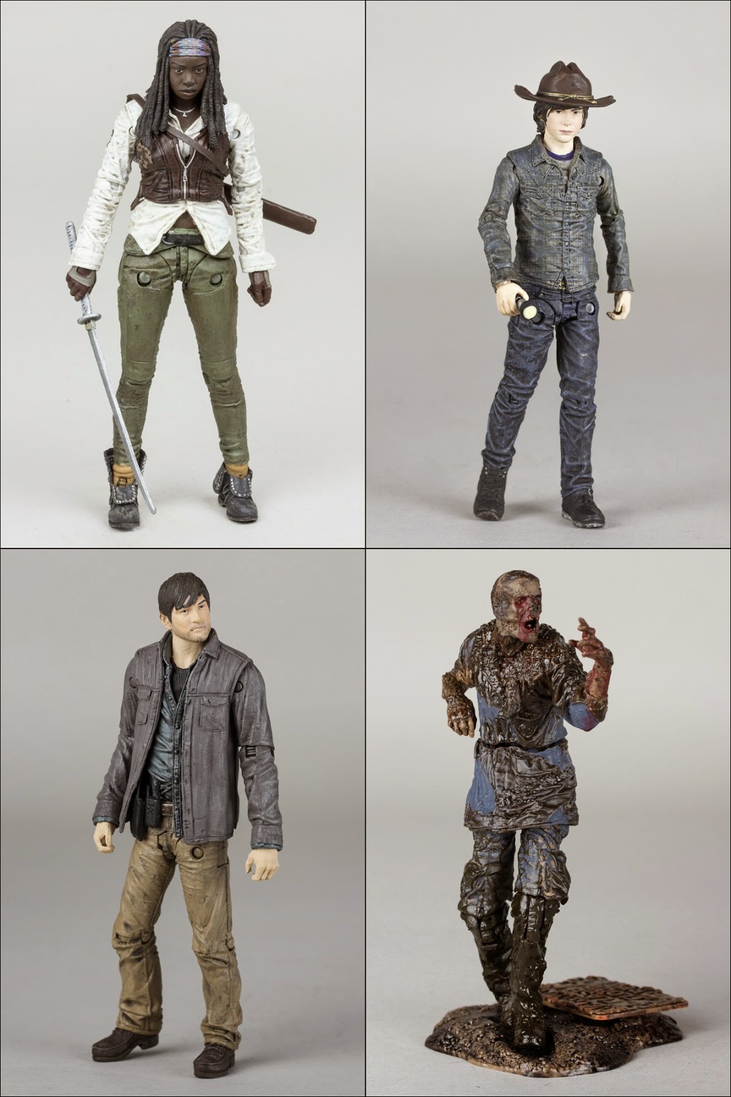 The Walking Dead Television Series 7 Action Figures by McFarlane Toys - Michonne, Carl Grimes, Gareth & Mud Walker