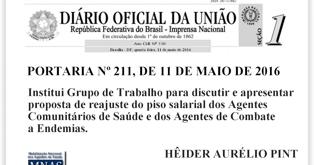 Reajuste Salarial Agentes De Saude | portaria n 186 211 institui grupo de trabalho para discutir Reajuste Salarial Agentes De Saude | portaria n 186 211 institui grupo de trabalho para discutir