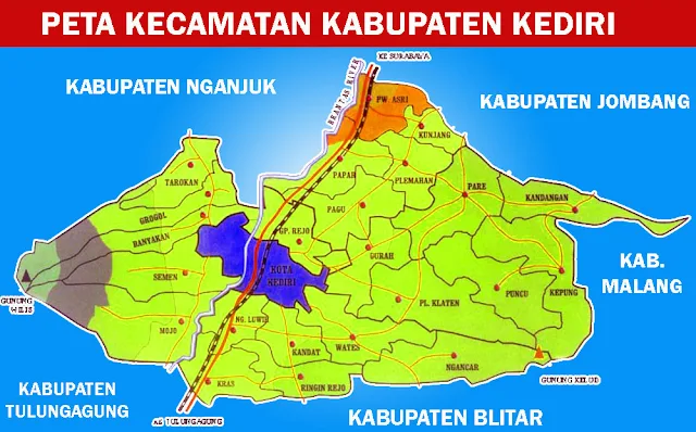 Gambar Peta Kecamatan Kabupaten Kediri