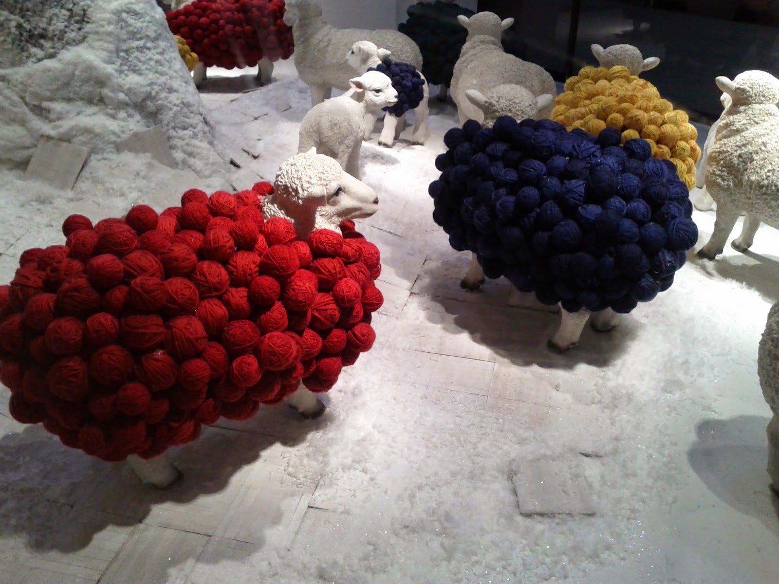 Toronto things Hudson Bay Christmas decorations, Lams in the snow