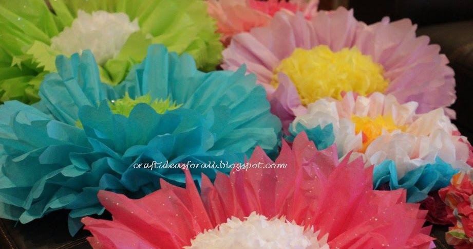 Handmade Giant Tissue Flowers Birthday Decoration for A Craft Birthday Party of 8 year old Girl