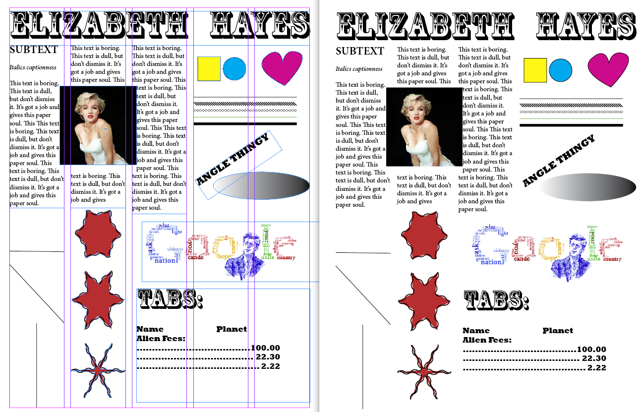 Digital Designs: Elizabeth Hayes: InDesign Worksheet