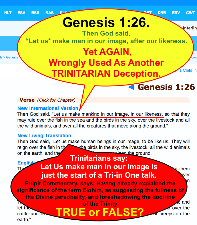 Genesis 1:26. Yet AGAIN, Wrongly Used As Another TRINITARIAN Deception.